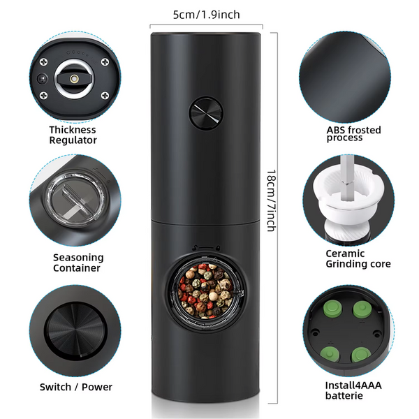 Nneoba Electric Automatic Pepper And Salt Grinder With Led Light(1Pc) Salt & Pepper