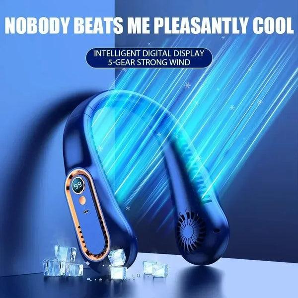 Nneoba Neck Bladeless Fan Mini Portable Blue Portable Fans