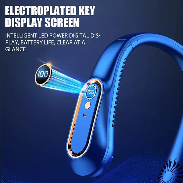 Nneoba Neck Bladeless Fan Mini Portable Blue Portable Fans