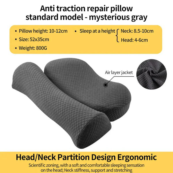 Ergonomic Memory Foam Cervical Pillow Orthopedic Contour Grey Pillows