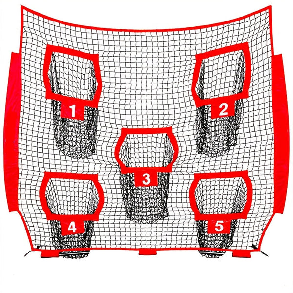 Football Target Throwing Net With 5 Pockets 213Cm X Red Soccer Goals