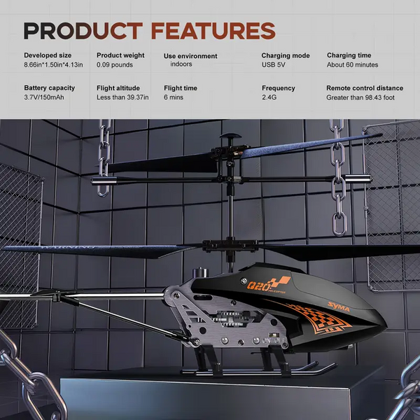 Kids' Altitude Lock Rc Helicopter Black 22Cm Usb Rechargeable Quadcopters & Multicopters