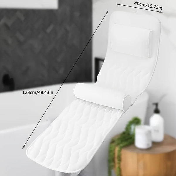 Ergonomic Full Body Bathtub Pillow White 123Cm X 40Cm Bath Pillows
