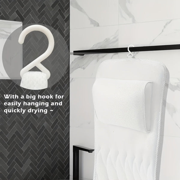 Ergonomic Full Body Bathtub Pillow White 123Cm X 40Cm Bath Pillows
