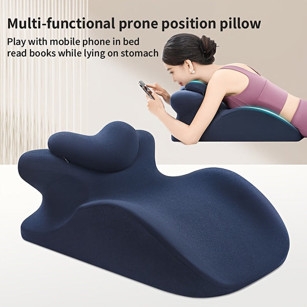 Ergonomic Bed Pillow With Detachable Headrest Navy Blue Memory Foam Pillows