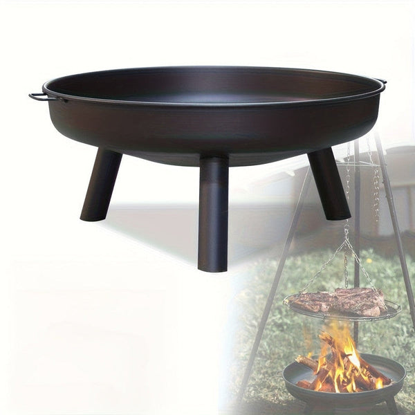 Outdoor Metal Fire Pit Bowl With Handles & Legs Fire Pits