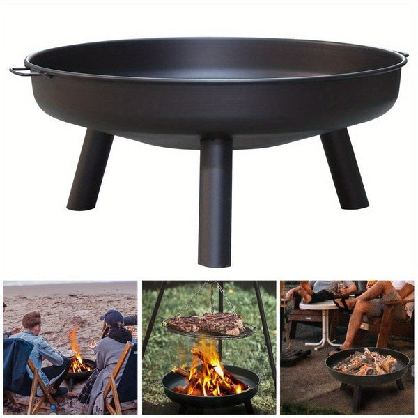 Outdoor Metal Fire Pit Bowl With Handles & Legs Fire Pits
