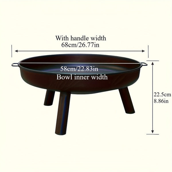 Outdoor Metal Fire Pit Bowl With Handles & Legs Fire Pits