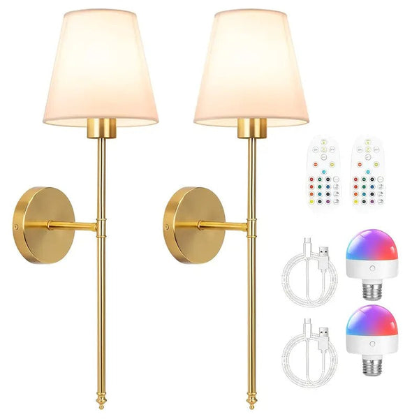Battery Wall Sconces Set Of 2 With Remote Wall Lights