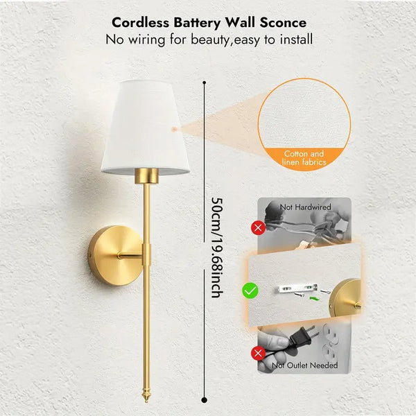 Battery Wall Sconces Set Of 2 With Remote Wall Lights