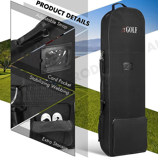 Golf Travel Bag With Wheels 128Cm Heavy Duty Polyester Golf Club Bags