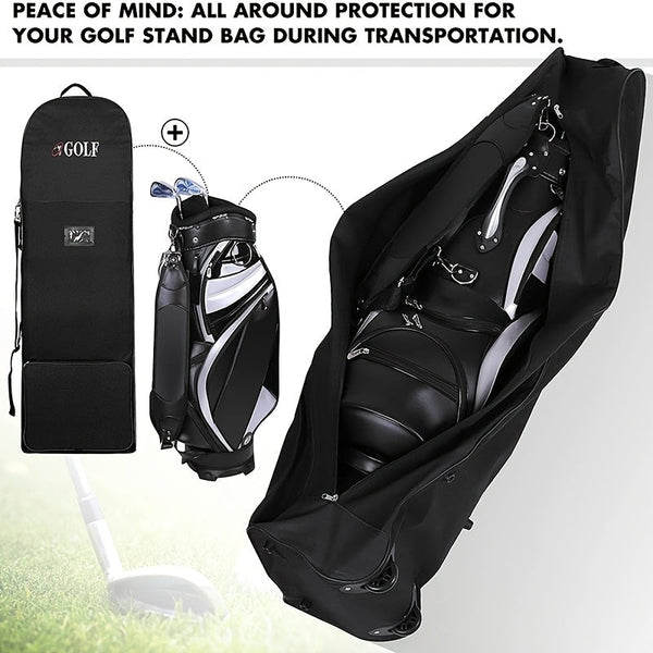 Golf Travel Bag With Wheels 128Cm Heavy Duty Polyester Golf Club Bags