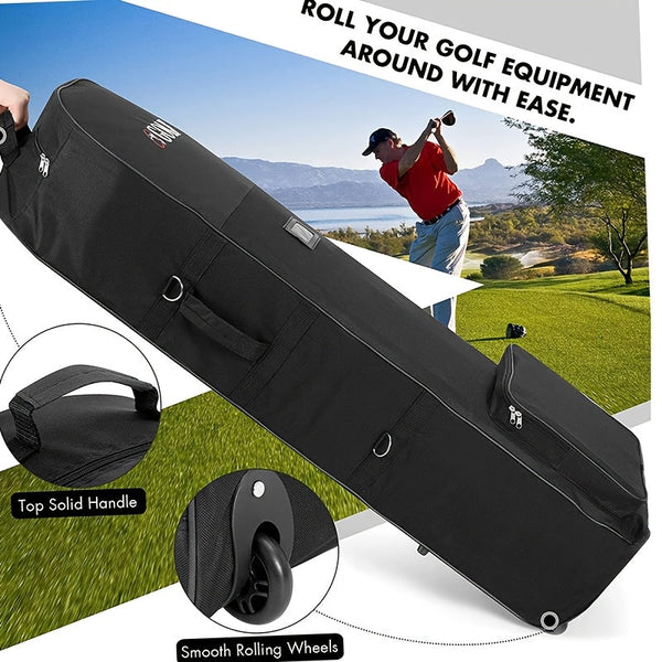 Golf Travel Bag With Wheels 128Cm Heavy Duty Polyester Golf Club Bags
