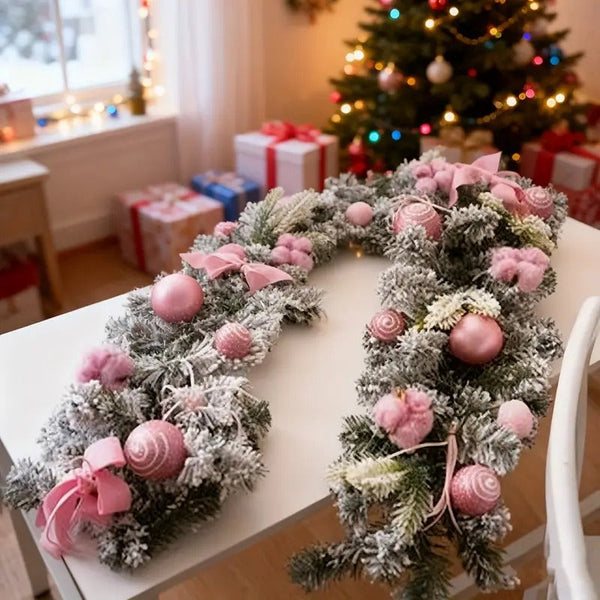Artificial Christmas Wreath Pink Garland Seasonal Decorations