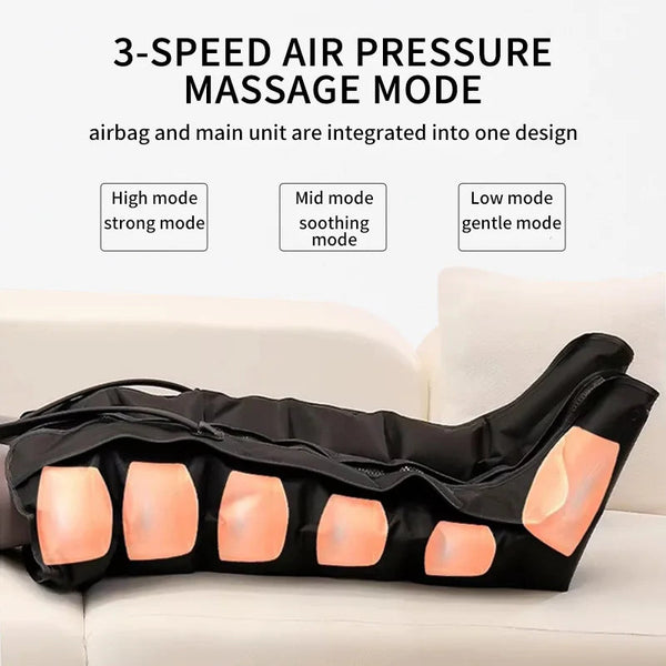 360 Air Pressure Leg Massager Boots With Remote Black Massagers