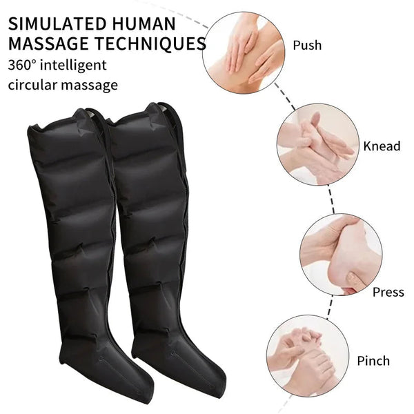 360 Air Pressure Leg Massager Boots With Remote Black Massagers