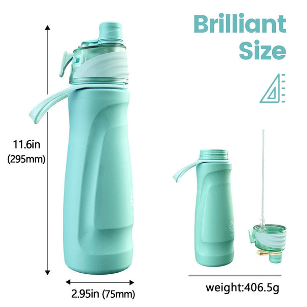 750Ml Spray Water Bottle Green Canteens Bottles & Flasks