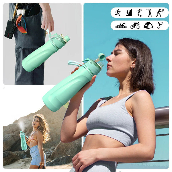 750Ml Spray Water Bottle Green Canteens Bottles & Flasks