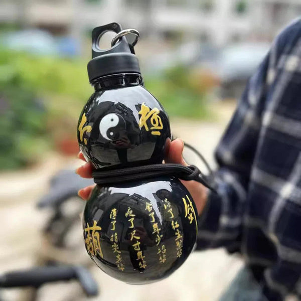 2Pcs 800Ml Gourd Water Bottle Black Water Bottles