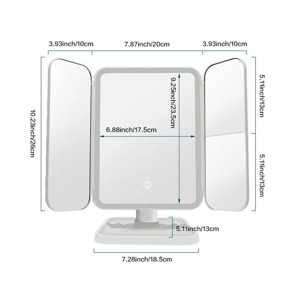 Trifold Led Makeup Mirror Beauty Lights Makeup Mirrors