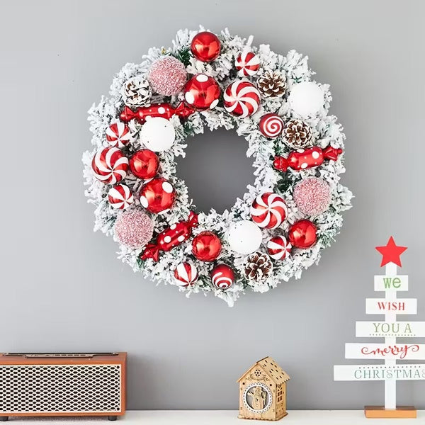 Classic Flocked Christmas Wreath Door & Wall Decor Seasonal Decorations