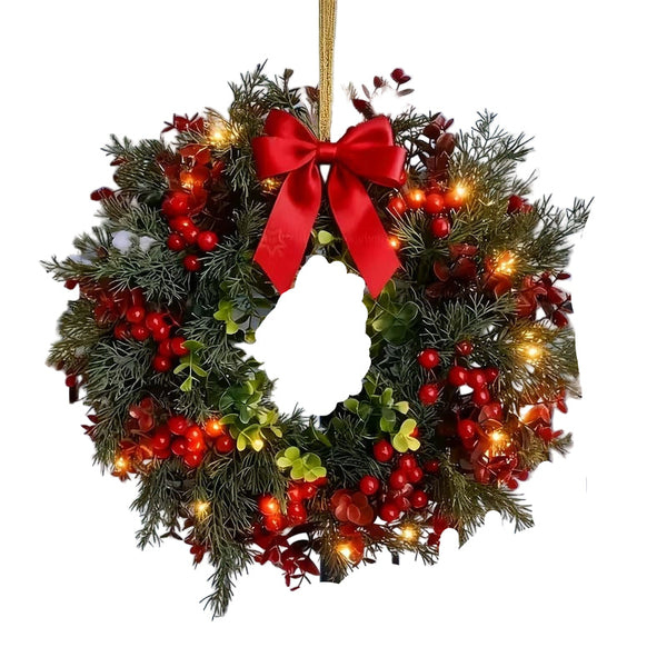 Artificial Christmas Wreath With Red Bow (2Pcs) Seasonal Decorations