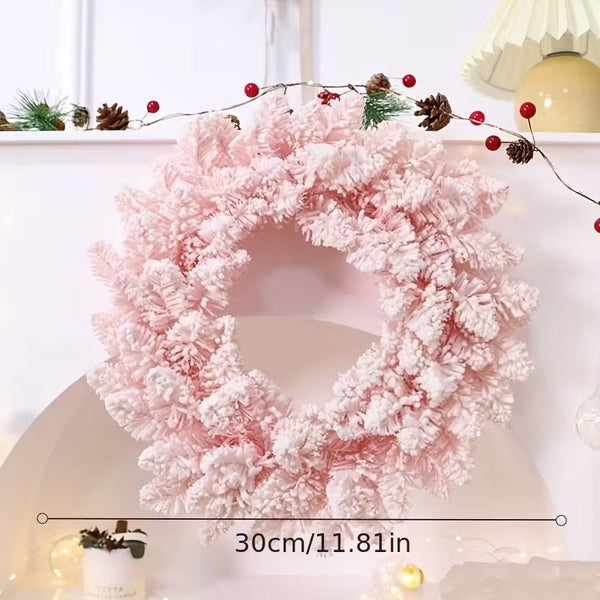 Pink Snowy Pine Christmas Wreath Seasonal Decorations