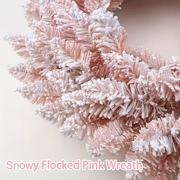 Pink Snowy Pine Christmas Wreath Seasonal Decorations
