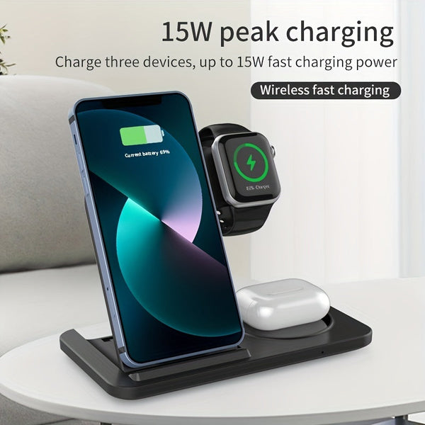 3 In 1 Fast Wireless Charger For Iphone Apple Watch Airpods Chargers & Cradles