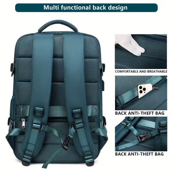 Large Capacity Travel Backpack With Usb Charging Nylon Multiple Compartments Backpacks