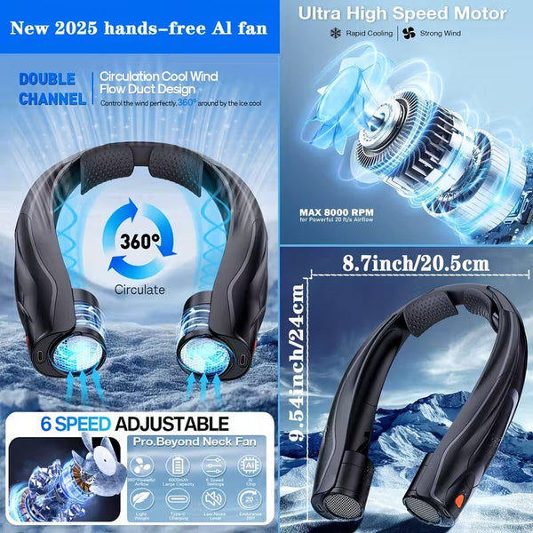 Neck Fan Usb 6000Mah Speed Cooling Portable Fans