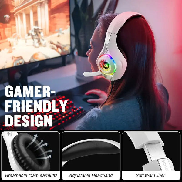 Gs410 Gaming Headset With Mic & Led Lights White Headsets