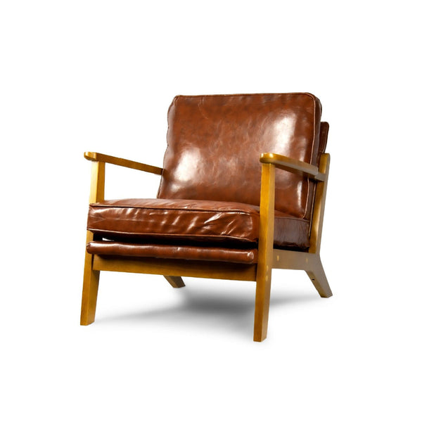 Comforro Inglewood Red Brown Pu Leather Armchair Vintage Style Sofas Armchairs & Couches