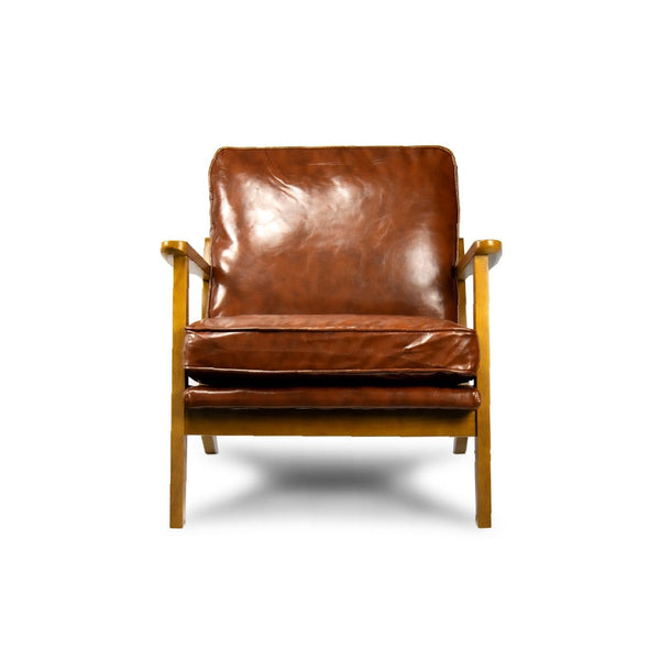 Comforro Inglewood Red Brown Pu Leather Armchair Vintage Style Sofas Armchairs & Couches