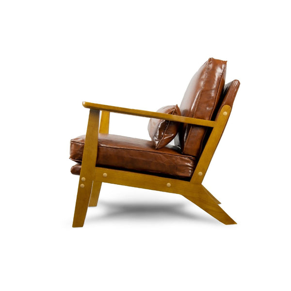 Comforro Inglewood Red Brown Pu Leather Armchair Vintage Style Sofas Armchairs & Couches