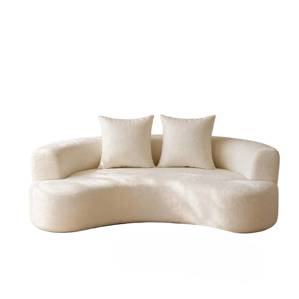 Tyro 2 Seater Curved Sofa In Cream Velvet Feel Fabric Sofas Armchairs & Couches