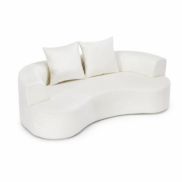 Tyro 2 Seater Curved Sofa In Cream Velvet Feel Fabric Sofas Armchairs & Couches