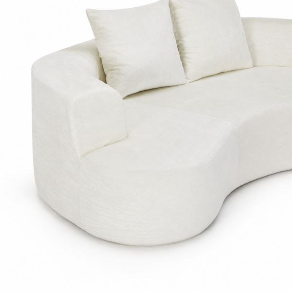 Tyro 2 Seater Curved Sofa In Cream Velvet Feel Fabric Sofas Armchairs & Couches