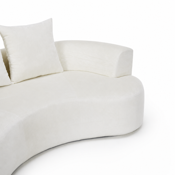 Tyro 2 Seater Curved Sofa In Cream Velvet Feel Fabric Sofas Armchairs & Couches