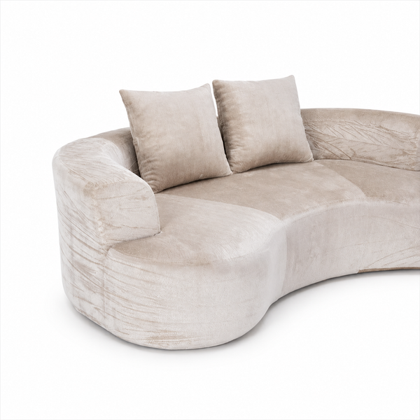 Tyro 2 Seater Curved Sofa Latte Velvet Feel Upholstery Sofas Armchairs & Couches