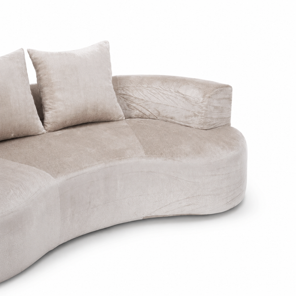 Tyro 2 Seater Curved Sofa Latte Velvet Feel Upholstery Sofas Armchairs & Couches
