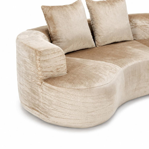 Tyro 2 Seater Mocha Curved Sofa Velvet Feel Fabric Sofas Armchairs & Couches