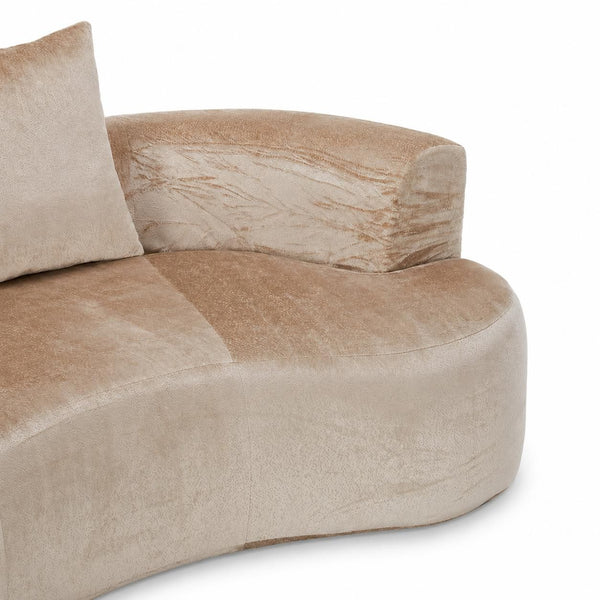 Tyro 2 Seater Mocha Curved Sofa Velvet Feel Fabric Sofas Armchairs & Couches