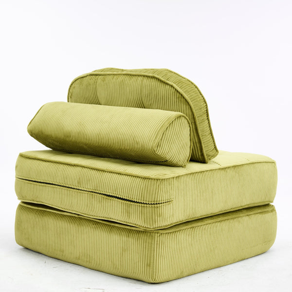 Comforro Hando Compressed Green Striped Corduroy Lounge Chair Sofas Armchairs & Couches