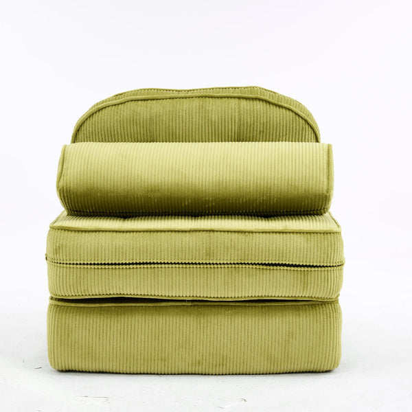 Comforro Hando Compressed Green Striped Corduroy Lounge Chair Sofas Armchairs & Couches