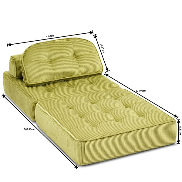 Comforro Hando Compressed Green Striped Corduroy Lounge Chair Sofas Armchairs & Couches