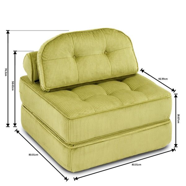 Comforro Hando Compressed Green Striped Corduroy Lounge Chair Sofas Armchairs & Couches