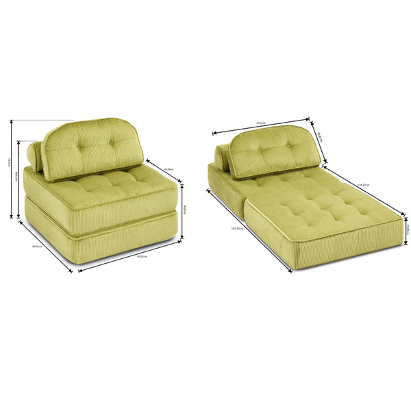 Comforro Hando Compressed Green Striped Corduroy Lounge Chair Sofas Armchairs & Couches