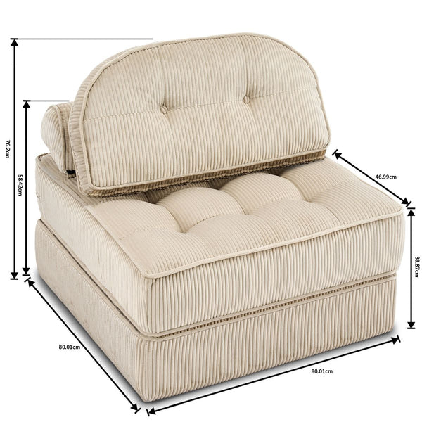 Comforro Hando Compressed Chair Foldable Corduroy Lounge Sofas Armchairs & Couches