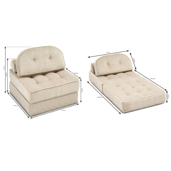 Comforro Hando Compressed Chair Foldable Corduroy Lounge Sofas Armchairs & Couches